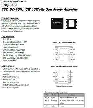 GNQ8009L 28V DC-8GHz GaN cw 10w GaN RF Power Amplifier GNQ8009L 28V DC-8GHz GaN cw 10w GaN RF Power Amplifier