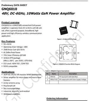 GNQ6010 48V DC-6GHz GaN 10w GaN RF Power Amplifier GNQ6010 48V DC-6GHz GaN 10w GaN RF Power Amplifier