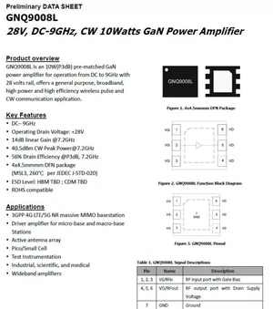 GNQ9008L 28V DC-9GHz GaN cw 10w GaN RF Power Amplifier GNQ9008L 28V DC-9GHz GaN cw 10w GaN RF Power Amplifier