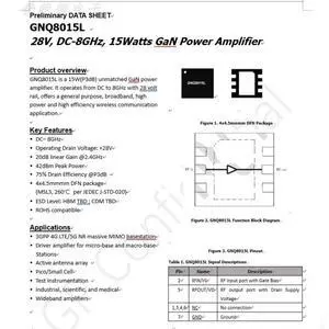GNQ8015L 28V DC-8GHz GaN cw 15w GaN RF Power Amplifier GNQ8015L 28V DC-8GHz GaN cw 15w GaN RF Power Amplifier