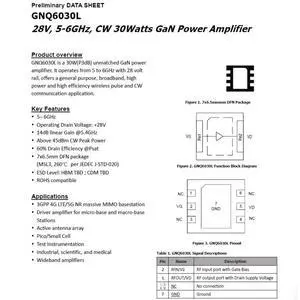 GNQ6030L 28V 5-6GHz GaN cw 30w GaN RF Power Amplifier GNQ6030L 28V 5-6GHz GaN cw 30w GaN RF Power Amplifier