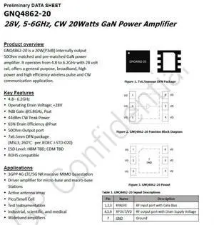 GNQ4862-20 28V 5~6GHz GaN 20w GaN RF Power Amplifier GNQ4862-20 28V 5~6GHz GaN 20w GaN RF Power Amplifier