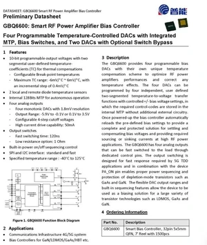 GBQ6600 4-Channel PA Gate Bias Control IC with Temperature Compensation GBQ6600 4-Channel PA Gate Bias Control IC with Temperature Compensation