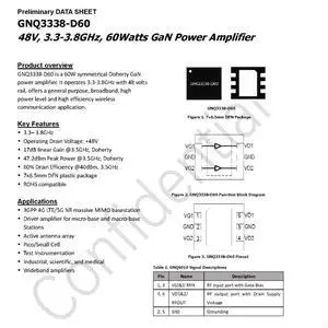 GNQ3338-D60 48V 3.3-3.8G GaN 60w GaN RF Power Amplifier GNQ3338-D60 48V 3.3-3.8G GaN 60w GaN RF Power Amplifier