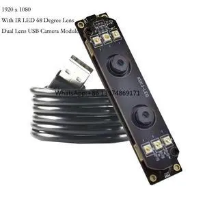 1920x1080 2MP HD 1080P Dual Lens USB Camera Module Fixed Focus With IR LED 68 Degree Lens for Product Vision 1920x1080 2MP HD 1080P Dual Lens USB Camera Module Fixed Focus With IR LED 68 Degree Lens for Product Vision
