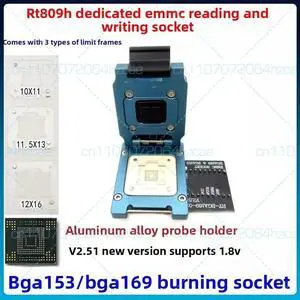 RT809H special EMMC read and write seat, aluminum alloy probe burning seat BGA153/169 RT809H special EMMC read and write seat, aluminum alloy probe burning seat BGA153/169