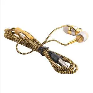 H-169 3.5mm MP3 MP4 Wiring Subwoofer Braided Cord, Headphones with Wheat Wire Control(Golden) H-169 3.5mm MP3 MP4 Wiring Subwoofer Braided Cord, Headphones with Wheat Wire Control(Golden)
