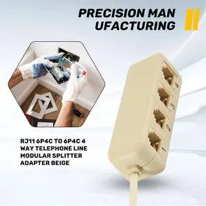 RJ11 6P4C To 6P4C 4 Way Telephone Line Modular Splitter Adapter Beige RJ11 6P4C To 6P4C 4 Way Telephone Line Modular Splitter Adapter Beige