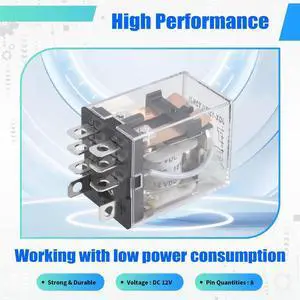 JQX-13F LY2 DC 12V Coil 8-Pin DPDT Green LED Electromagnetic Relay JQX-13F LY2 DC 12V Coil 8-Pin DPDT Green LED Electromagnetic Relay