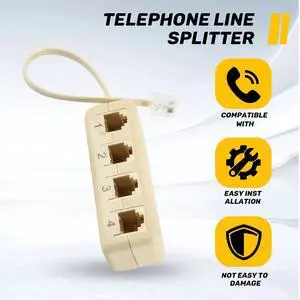 RJ11 6P4C To 6P4C 4 Way Telephone Line Modular Splitter Adapter Beige RJ11 6P4C To 6P4C 4 Way Telephone Line Modular Splitter Adapter Beige