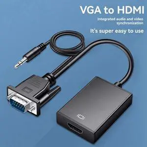 VGA to -Compatible Adapter Converter with Audio and Power AV Converters for PC, /, Set Top Box, TV, Monitor B VGA to -Compatible Adapter Converter with Audio and Power AV Converters for PC, /, Set Top Box, TV, Monitor B