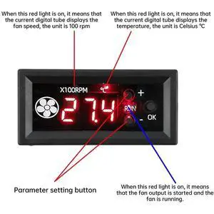 Fan Speed Regulator Meter 4-Wire PWM Digital Temperature Control Low-Temperature Shutdown Governor 3A Fan Speed Regulator Meter 4-Wire PWM Digital Temperature Control Low-Temperature Shutdown Governor 3A
