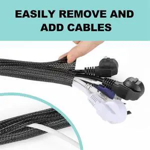 Cable Sleeve, 2m Desk Cord Cover Organizer TV Wire Tubing, Pet Proof Cord Protector From Cat Dog Chewing Cable Sleeve, 2m Desk Cord Cover Organizer TV Wire Tubing, Pet Proof Cord Protector From Cat Dog Chewing