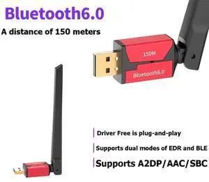 150M Bluetooth 6.0 Adapter USB Bluetooth Dongle Driver Free for Win11/10/8.1 Mouse Keyboard Audio Receiver Transmitter 150M Bluetooth 6.0 Adapter USB Bluetooth Dongle Driver Free for Win11/10/8.1 Mouse Keyboard Audio Receiver Transmitter