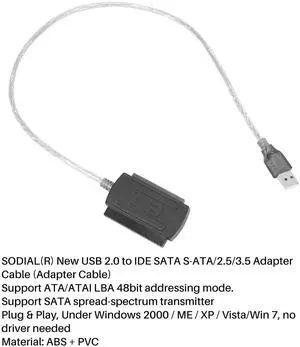 USB 2.0 to IDE SATA S-/2.5/3.5 Adapter Cable (Adapter Cable) USB 2.0 to IDE SATA S-/2.5/3.5 Adapter Cable (Adapter Cable)