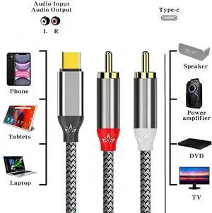 USB C to Stereo Cable Y Splitter Adapter Audio Cable Hi-Fi Sound Stereo Connector for Cell Phone Specker Laptop USB C to Stereo Cable Y Splitter Adapter Audio Cable Hi-Fi Sound Stereo Connector for Cell Phone Specker Laptop