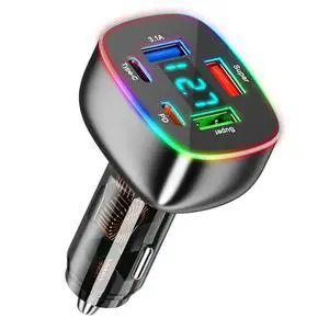 5 Port USB C Car Phone Adapter+Voltage Display Dual PD 30W Super Fast For 15Pro Max 5 Port USB C Car Phone Adapter+Voltage Display Dual PD 30W Super Fast For 15Pro Max