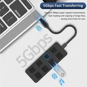 4 Ports USB 3.0 Hub with Individual LED Lit Power Switches USB HUB Adapter Expander Multi USB Splitter for PC 4 Ports USB 3.0 Hub with Individual LED Lit Power Switches USB HUB Adapter Expander Multi USB Splitter for PC