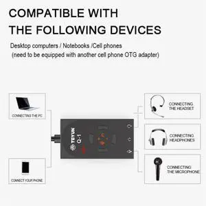 Q1 Game Sound Card USB7.1 Audio 3.5mm Mic Adapter Soundcard 16BIT/48KHZ for PC Laptop Mobile Phone Headset Q1 Game Sound Card USB7.1 Audio 3.5mm Mic Adapter Soundcard 16BIT/48KHZ for PC Laptop Mobile Phone Headset