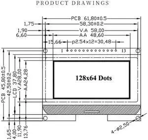 LCD12864 12864-06D, 12864, LCD Module, COG, with Chinese Font, Dot Matrix Screen, SPI Interface Black LCD12864 12864-06D, 12864, LCD Module, COG, with Chinese Font, Dot Matrix Screen, SPI Interface Black