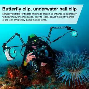 IDUD Aluminum Alloy Scuba Diving Light Torch Dual Ball Joint And 1 Set Butterfly Clip Clamp Mount For Underwater Photography IDUD Aluminum Alloy Scuba Diving Light Torch Dual Ball Joint And 1 Set Butterfly Clip Clamp Mount For Underwater Photography