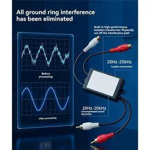 2 Channel Ground Loop Audio Isolator Noise Filter Hum Eliminator Isolator for HiFi Stereo Home Theater Car Audio 2 Channel Ground Loop Audio Isolator Noise Filter Hum Eliminator Isolator for HiFi Stereo Home Theater Car Audio