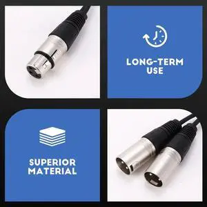 3pin XLR FEMALE jack to dual 2 MALE plug Y SPLITTER cable adaptor 1 ft cord 3pin XLR FEMALE jack to dual 2 MALE plug Y SPLITTER cable adaptor 1 ft cord