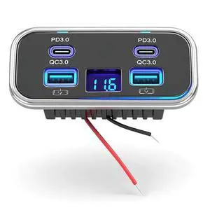 Quad-Port 12V USB Outlet RV Panel PD3.0 20W & QC3.018W Car USB Port For Marine Caravan Quad-Port 12V USB Outlet RV Panel PD3.0 20W & QC3.018W Car USB Port For Marine Caravan