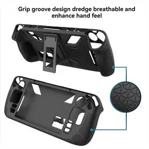 For Protective Case-Anti-Fall,Anti-Slip,Soft Silicone Cover+Folding Stand Game Console Accessories Grey For Protective Case-Anti-Fall,Anti-Slip,Soft Silicone Cover+Folding Stand Game Console Accessories Grey