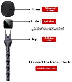 Microphone Handle Fit for MIC 1/2 MIC Mini Handheld Adapter Mic Back Clamp Holder for Vlog Interview Microphone Handle Fit for MIC 1/2 MIC Mini Handheld Adapter Mic Back Clamp Holder for Vlog Interview