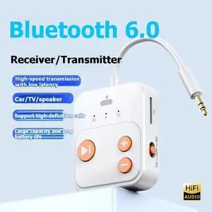 Audio Receiver Bluetooth 6.0 Adapter TF 3.5mm AUX Dual Device Adapter for TV Car Speakers Switch Audio Receiver Bluetooth 6.0 Adapter TF 3.5mm AUX Dual Device Adapter for TV Car Speakers Switch