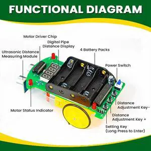 DIY Ultrasonic Ranging Obstacle Avoidance Car Electronic Kit LED Display Programming Car Welding Practice DIY Kit DIY Ultrasonic Ranging Obstacle Avoidance Car Electronic Kit LED Display Programming Car Welding Practice DIY Kit
