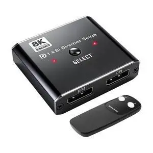 8K Displayport Switch 4K 120Hz Displayport 1.4 Splitter With IR Remote DP Switcher 2X1 For Monitor 8K Displayport Switch 4K 120Hz Displayport 1.4 Splitter With IR Remote DP Switcher 2X1 For Monitor