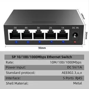 5 Port Gigabit Industrial Switch 1000Mbps Mini Network Ethernet Switch Home Splitter Office Network Distributor US Plug 5 Port Gigabit Industrial Switch 1000Mbps Mini Network Ethernet Switch Home Splitter Office Network Distributor US Plug