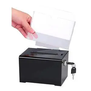 Donation Box With Lock - Acrylic Suggestion Box With Slot, Ballot Lock Box With Sign Holder For Raffle, Voting Donation Box With Lock - Acrylic Suggestion Box With Slot, Ballot Lock Box With Sign Holder For Raffle, Voting