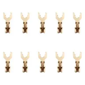 Brass Gold Plated HIFI Speaker Y Spade Fork Wire Connectors- 10Pcs U Type Banana Plug Terminal Amplifier Sockets Brass Gold Plated HIFI Speaker Y Spade Fork Wire Connectors- 10Pcs U Type Banana Plug Terminal Amplifier Sockets