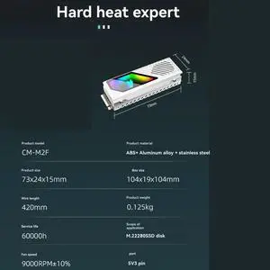 M2 SSD HDD Cooler ARGB Solid State Drive Heat Dissipation Vest NVME SSD2280 Brass Heat Sink M2 Heat Sink with Fan B M2 SSD HDD Cooler ARGB Solid State Drive Heat Dissipation Vest NVME SSD2280 Brass Heat Sink M2 Heat Sink with Fan B