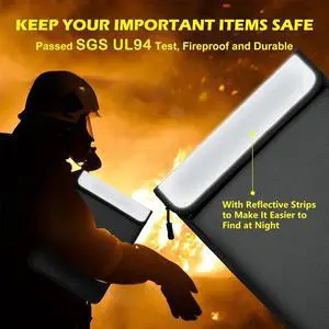 Fireproof Document Bag, Waterproof Document Storage Bag with 2 Pockets,Fireproof Money Bag for Cash,for File/Valuables Fireproof Document Bag, Waterproof Document Storage Bag with 2 Pockets,Fireproof Money Bag for Cash,for File/Valuables