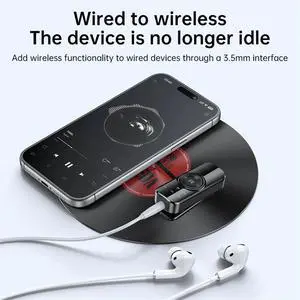 2 in 1 Bluetooth 6.0 Audio Receiver Transmitter Collar Style 3.5MM AUX Audio Adapter with Mic for Car Airplane 2 in 1 Bluetooth 6.0 Audio Receiver Transmitter Collar Style 3.5MM AUX Audio Adapter with Mic for Car Airplane