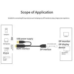 4K -Compatible to DisplayPort DP Converter Cable HDTV Male to DP Female Adapter Conversion for Laptop Monitor Female 4K -Compatible to DisplayPort DP Converter Cable HDTV Male to DP Female Adapter Conversion for Laptop Monitor Female