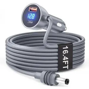 DC 12V 24V Car Adapter For Starlink Mini With Digital Display Cigarette Lighter Power Cord 16.4FT For Truck Cars DC 12V 24V Car Adapter For Starlink Mini With Digital Display Cigarette Lighter Power Cord 16.4FT For Truck Cars