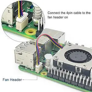 For Active Cooler for 5 with 30mm PWM 4-Pin Cooling Fan Pi 5 Heatsink with Thermal Tape For Active Cooler for 5 with 30mm PWM 4-Pin Cooling Fan Pi 5 Heatsink with Thermal Tape
