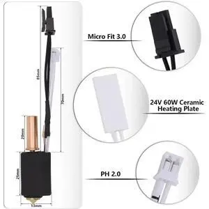 Ceramic Hot End Kit, 24V 60W High-Speed Heating Plate Printing Hot End Component,for Kobra2 Ceramic Hot End Kit, 24V 60W High-Speed Heating Plate Printing Hot End Component,for Kobra2