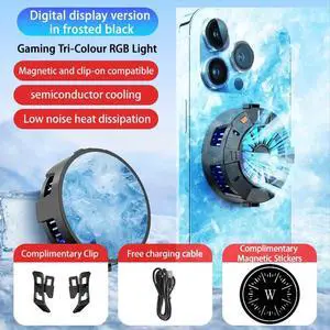 2-in-1 Magnetic & Clip-on Phone Cooling Fan Radiator for Smartphone/Tablet for Gaming, Video Calls, Live Broadcasting 2-in-1 Magnetic & Clip-on Phone Cooling Fan Radiator for Smartphone/Tablet for Gaming, Video Calls, Live Broadcasting