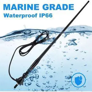 Marine Waterproof Antenna - Rubber Duck Dipole Flexible Mast, Supports FM/AM for Boat Radio, Car, ATV, UTV, RZR, SPA Marine Waterproof Antenna - Rubber Duck Dipole Flexible Mast, Supports FM/AM for Boat Radio, Car, ATV, UTV, RZR, SPA