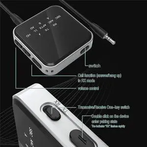 2 in 1 HiFi Bluetooth 5.2 HD Transmitter Receiver 3.5mm AUX Optical Adapter for Car TV Stereo System 2 in 1 HiFi Bluetooth 5.2 HD Transmitter Receiver 3.5mm AUX Optical Adapter for Car TV Stereo System