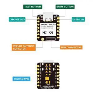 XIAO ESP32S3 Plus Development Board 2.4GHz BLE 5.0 8MB PSRAM 16MB FLASH Esp32-S3 Dual-Core XIAO ESP32S3 Plus Development Board 2.4GHz BLE 5.0 8MB PSRAM 16MB FLASH Esp32-S3 Dual-Core