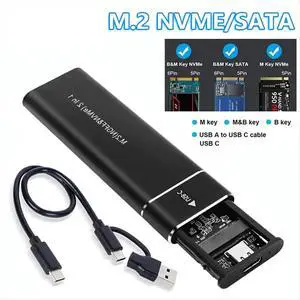 M2 SSD Case M.2 NVMe SATA SSD Enclosure USB 3.1 Type C Gen2 10Gbps Tool Free M.2 NVMe NGFF Solid State Drive Box Black M2 SSD Case M.2 NVMe SATA SSD Enclosure USB 3.1 Type C Gen2 10Gbps Tool Free M.2 NVMe NGFF Solid State Drive Box Black