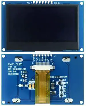 2.42-Inch OLED Display Module SSD1309 Driver - 128x64 Resolution, SPI Interface (7-Pin) COG Monochrome Screen 2.42-Inch OLED Display Module SSD1309 Driver - 128x64 Resolution, SPI Interface (7-Pin) COG Monochrome Screen