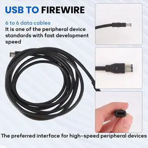 Black IEEE 1394 Firewire 400 to Firewire 400 Cable, 6 Pin/6 Pin Male / Male - 10 FT Black IEEE 1394 Firewire 400 to Firewire 400 Cable, 6 Pin/6 Pin Male / Male - 10 FT